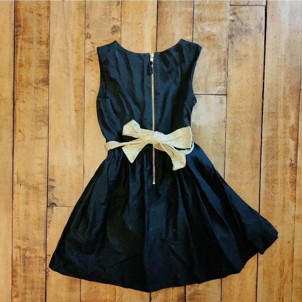 Crewcuts size 5 black dress gold sash Christmas outfit occasion dress cotton - Picture 5 of 5